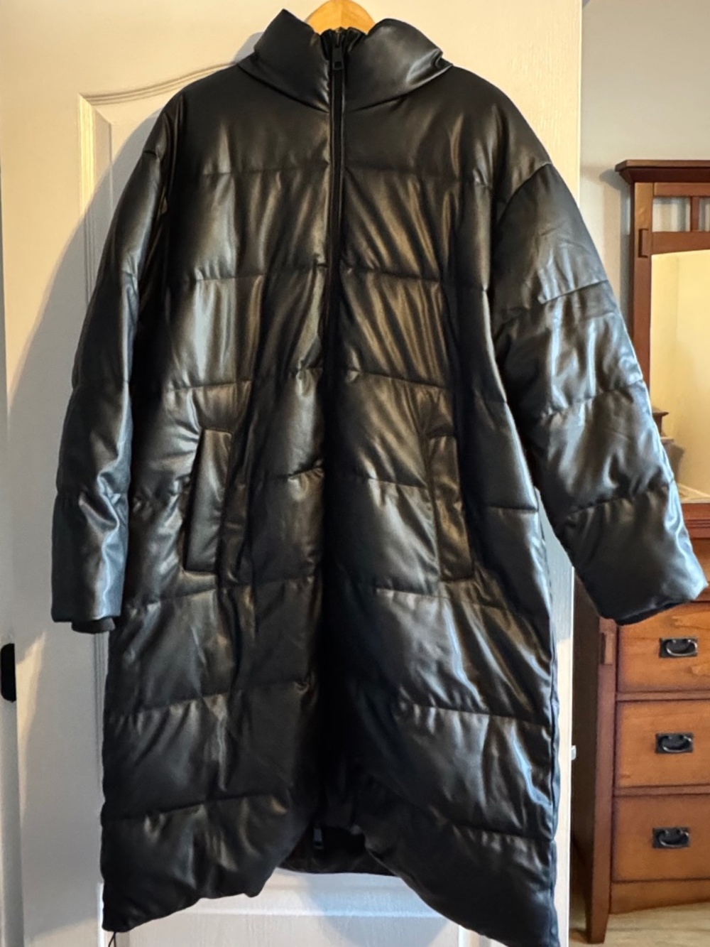 Faux Leather Puffer Jacket